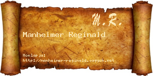 Manheimer Reginald névjegykártya